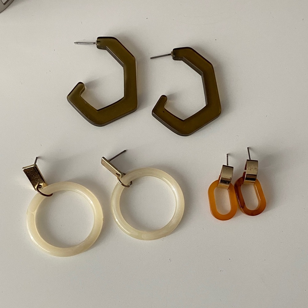 Geometric Hoop and Link Earring Set